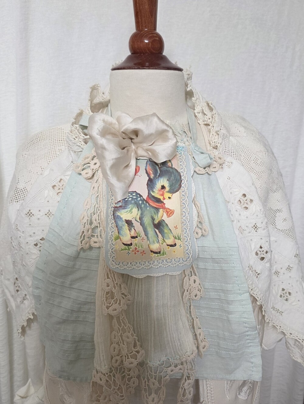 JABOT 🩷 SWEET DEER MOSSIE ANNA ARTISAN DESIGN 🩷OOAK - Picture 7 of 10